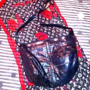 Midnight blue Eel skin hobo bag